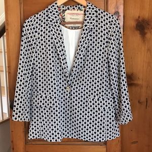 Cartonnier navy and white silk blazer